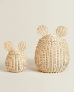 Natural Mickey Toy Storage Basket/ Rattan Mini Mouse Laundry Basket for Kids' Furniture - Products for Kid from Vietnam