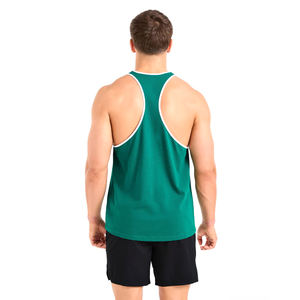Couleur verte avec côtes blanches de la plus haute qualité sans manches hommes vêtements respirant Fitness Wear Gym haltérophilie Stringers - Product Image 2