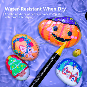 Artecho 5 Pezzi Pennarelli Acrilici Bianchi con Punta a Pennello e Punta Fine per Marcatori Acrilici - Product Image 5