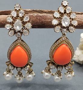 Boucles d'oreilles classiques à la mode Moissanite Mehandi Doublet Sku KE 031 SL C-9 - Product Image 4