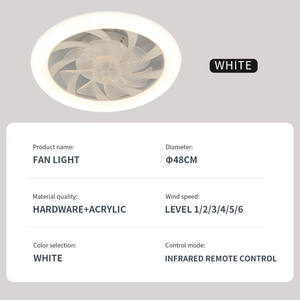 Ventilateur de plafond moderne et simple à 5 pales avec lumière LED, moteur DC et télécommande pour salon et chambre à coucher - Product Image 2