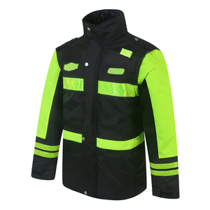 Veste de travail thermique en polyester imperméable et antistatique pour l'hiver avec bandes réfléchissantes jaunes fluorescentes Vêtements de travail - Product Image 2