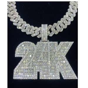 Elegant Moissanite <b>20</b> Carat Pendant with <b>Chain</b> Best Quality 925 Sterling <b>Silver</b> Gold Plated Cute Numeric Shaped Design - Product Image 2