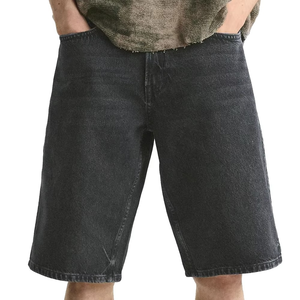 High Quality Baggy <b>Jeans</b> <b>Men</b> Custom Design <b>Jeans</b> Short Dark Denim Shorts Jorts <b>for</b> <b>Men</b> - Product Image 1