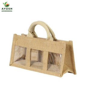 Sac en bouteille en plastique en jute avec coton intégré, sacs personnalisables pour offrir en cadeau et emballer - Product Image 6