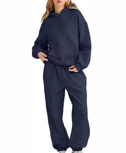 Private Label Winter Hooded Lightweight Breathable Casual Solid <b>Women</b> Track <b>Suits</b> 100% Cotton Wholesale in Stock - Product Image 3