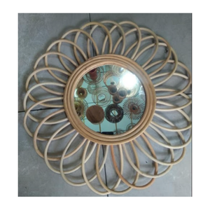 Espejo con marco de ratán natural, decoración de pared rústica para el hogar, cafetería y Resort - Product Image 1