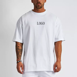 Wholesale Prime High Quality Custom Logo Printing 100% Cotton 280GSM Oversized Blank <b>Tshirt</b> Men Baggy <b>Plain</b> T-Shirt - Product Image 1