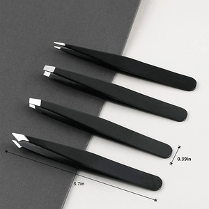 Pinces à épiler pour sourcils, lot de 4, pour l'épilation, l'épilation des poils du visage et des sourcils, avec étui noir pour la beauté - Product Image 6
