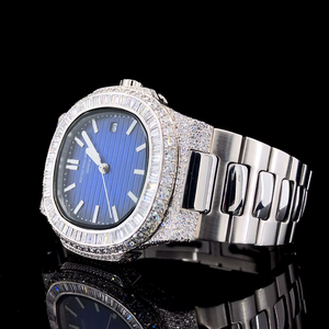 Montre de luxe en acier inoxydable de haute qualité, sertie de moissanite VVS, pour homme, passe le testeur de diamants, montres automatiques mécaniques - Product Image 2