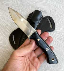 Haute dureté Camping en plein air D2 couteau en acier couteau de chasse à lame fixe avec poignée en corne noire couteaux de Camping de survie en plein air - Product Image 2