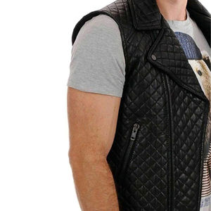 Dream Apparel Chalecos y chalecos para hombre Chaleco de motocicleta de cuero negro para montar Bolsillos de transporte - Product Image 4