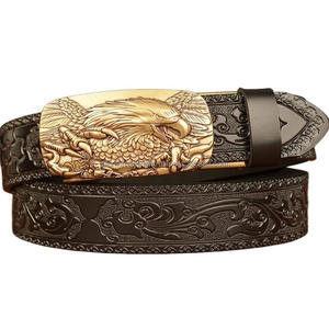 Cinturón de herramientas occidental tallado a mano personalizado de cuero auténtico para hombre con hebilla de latón macizo grabada con águila de diseñador - Product Image 3