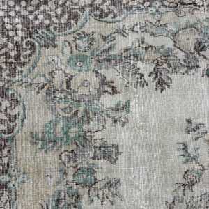 Rug, 5.9x10 ft Turkish Rug, <b>Brown</b> Floral Rug <b>Wool</b> - Product Image 4