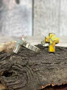 Honey Dahlia Purple Kingman Cotton Candy Turquoise Ring Plata de Ley 925 Cruz hecha a mano Declaración Joyas de piedras preciosas - Product Image 6