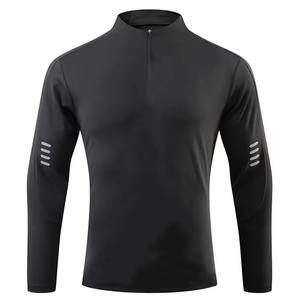 Venta al por mayor Activewear Nuevo Diseño Slim Fit Compresión ropa de gimnasio Manga larga completa Lujo ropa activa cuarto de camisa con cremallera para los hombres - Product Image 5