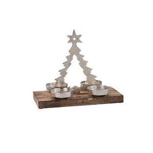 Soporte votivo de luz de té de metal hecho a mano de nuevo diseño con base de madera para decoración navideña - Product Image 1