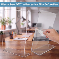 Supports de présentation en plastique transparent pour table, porte-affiches en forme de L 8,5*11 pour prospectus, documents, bureaux, restaurants, supermarchés