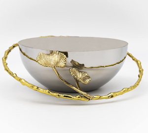 Bol de service en acier inoxydable en laiton élégant dessus de table bol de service décoratif bol Double meilleur prix - Product Image 6