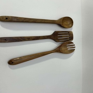Antique Modern 3-Piece Wooden Spoons Set Indian Origin Kitchen Cooking Cookware with Stainless Steel Metal <b>Ice</b> <b>Cream</b> Tools - Product Image 3