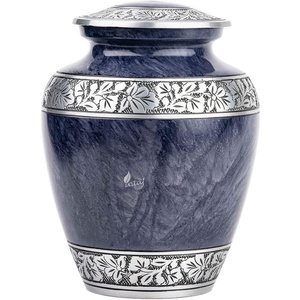 Urnas de cremación de aluminio y latón de acero inoxidable personalizables con revestimiento de esmalte azul para seres queridos, suministros funerarios conmemorativos duraderos - Product Image 6
