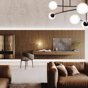 Juego de Muebles de Sala de Estar de Estilo Italiano Moderno y Lujoso, Librero de Madera Minimalista y Sofá de Cuero con Gabinete Combinado - Product Image 1