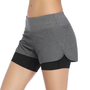 Shorts Deportivos de Cintura Alta para Mujer, Doble Capa, Transpirables, Tejidos, con Decoración de Encaje, Casuales, para Fitness - Product Image 2