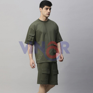 Ensemble de shorts d'été pour hommes Short d'été personnalisé de couleur bleue et assorti Ensemble en coton Ensemble d'été haut de gamme en vente OEM - Product Image 3