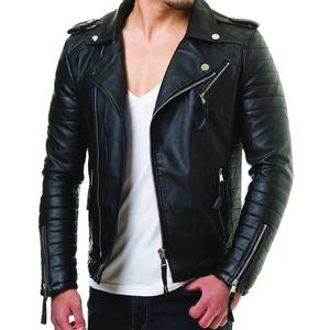 Nouvel arrivage Vestes en cuir pour hommes noires décontractées et coupe-vent personnalisées pour l'équitation motard et moto Support en toile véritable tendance élégant - Product Image 1