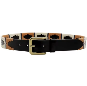 Ceinture de sport en cuir pleine fleur brodée pour homme, boucle à ardillon, pour l'équitation et le polo - Product Image 2