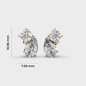 ต่างหูเพชรที่ปลูกในแล็บทองคำ10K แบบคลาสสิกทันสมัยรูปทรงลูกแพร์ตัดคู่สไตล์โรแมนติกสำหรับเป็นของขวัญงานหมั้น - Product Image 3