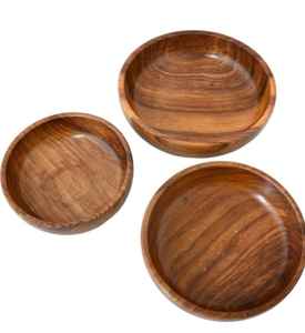 Cuenco de madera de forma redonda hecho a mano Cuenco de madera hecho a mano para ensalada, aperitivos y presentación de alimentos - Product Image 6