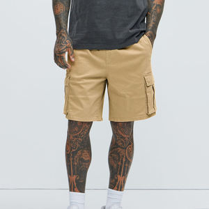 Pantalones cortos de tela Ripstop personalizados para hombre, pantalones cortos de carga de playa con múltiples bolsillos para exteriores marrones con estampado transpirable, pantalones cortos deportivos Vintage - Product Image 1