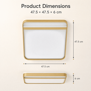 Lámpara de techo LED cuadrada moderna, montaje en superficie de hierro acrílico dorado para sala de estar, dormitorio, comedor, oficina en casa - Product Image 2