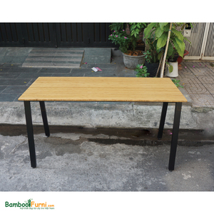 BFATB003 AtonBamboo 140x60cm Computer Desk with Durable Metal <b>Iron</b> Legs Assembled Storage Features - Product Image 3