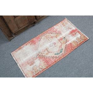 1.4x2.8 ft Rug, Turkish Rug, Vintage <b>Red</b> <b>Wool</b> Patchwork Rug - Product Image 2