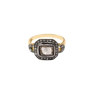 परान्त बहुमूल्य पोलकी हीरे की अंगूठी विंटेज 925 स्टर्लिंग चांदी की अंगूठी हस्तनिर्मित आभूषण