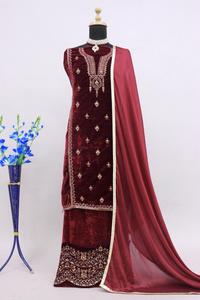 Traje Salwar Kameez de terciopelo de suministro de fábrica al por mayor para fiesta de boda y uso al aire libre disponible a precio por bulto - Product Image 5