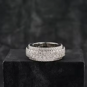 Anillo de oro fino de 10K y 18K de lujo para hombre, Diamante Natural VVS de moda para bodas, alfabeto redondeado, disfraz de Hip Hop clásico de hielo completo - Product Image 1