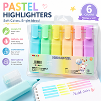 Stylo surligneur fluorescent, lot de 6 couleurs, vente en gros, pointe biseautée, surligneur pour étudiants, papeterie de bureau