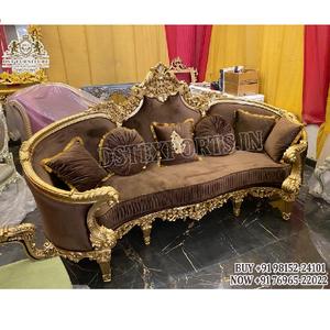 Sofá tallado de gama alta italiano de 3 plazas, chaise Italiano de Diseño de lujo para salón, nuevo chaise pulido dorado moderno para el hogar - Product Image 1