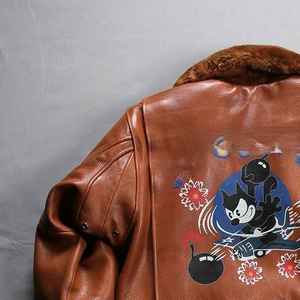 เสื้อแจ็คเก็ตบอมเบอร์หนังแท้สำหรับผู้ชาย รุ่น G1 ปี 2026  ผ้าฝ้ายผสมขนสัตว์  ปกทำจากหนังวัวฟอก  ซักได้ - Product Image 3