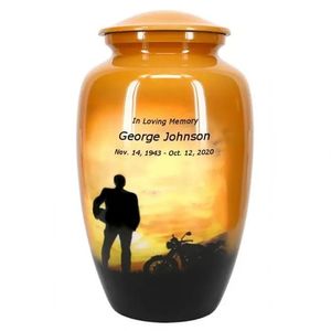 Urne de crémation en métal à impression personnalisée revêtement émaillé urnes de crémation pour adultes de style américain affichage de la vaisselle urne de haute qualité en gros - Product Image 4