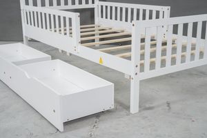 โครงเตียงคู่พร้อมลิ้นชักเก็บของในตัว โครงสร้างไม้แข็งแรง สำหรับห้องนอนเด็ก ห้องพักนักเรียน ดีไซน์ประหยัดพื้นที่ - Product Image 3