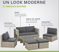 Modern Dış Mekan Yemek Seti PHU LINH PLW-SALOU Temperli 5mm Rattan Masa ve Sandalyeler Karton Ambalaj Vietnam Otel Park Kullanımı