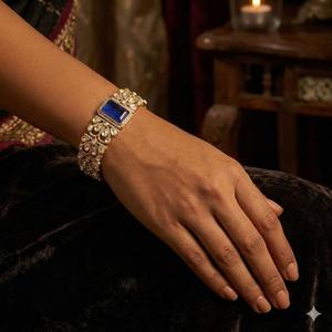 Fashionable Gold Plated Brass <b>Charm</b> <b>Bracelet</b> with Moissanite for Women's Wedding Engagement Party Wear - Product Image 1