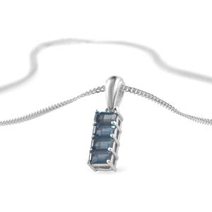 London Blue Topaz Octagon Pendant 925 Silver Four-Stone Bar Design Prong Setting Joyería fina hecha a mano por Ishime Jewels - Product Image 3