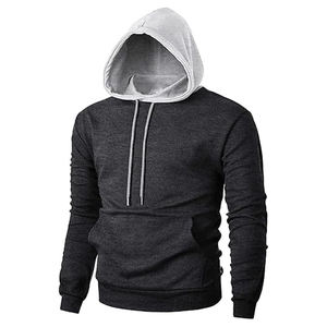 Men's Winter Embroidered Pullover Soft Fleece Hoodie with Color Block Long Sleeve Lightweight Sweatshirt and Pockets - Product Image 2