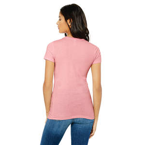 T-Shirt Slim pour femme rose, longueur du corps plus longue, 100% Airlume, en coton peigné avec anneau, 32 simple, 4.2 oz - Product Image 3