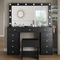 Table de toilette de luxe moderne avec prises intégrées, bureau de maquillage dissimulé, pour dressing